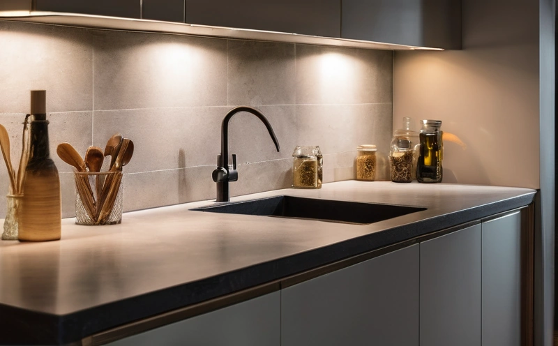A kitchen worktop lit by a linear light under the wall cabinets